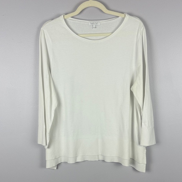 Habitat 100% Cotton White 3/4 Sleeve Top Size Large - Picture 2 of 9